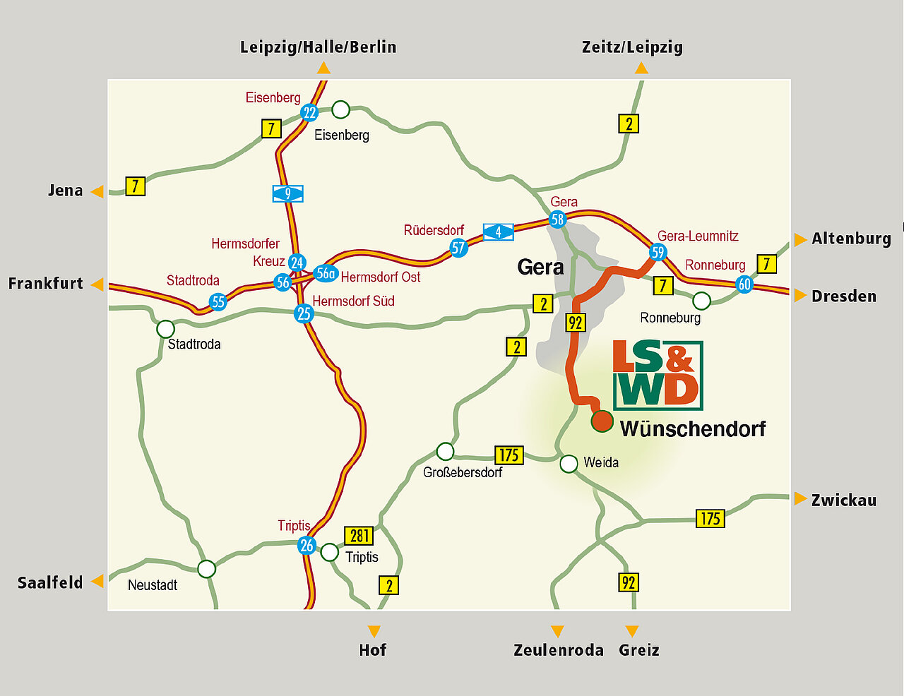 Straßenkarte mit Anfahrt
